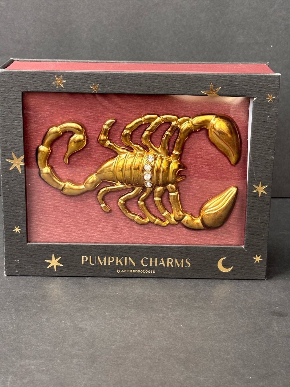 Anthropologie Halloween Gold Scorpion Scorpio Pumpkin Pin Charms Decor NWT - Picture 2 of 7